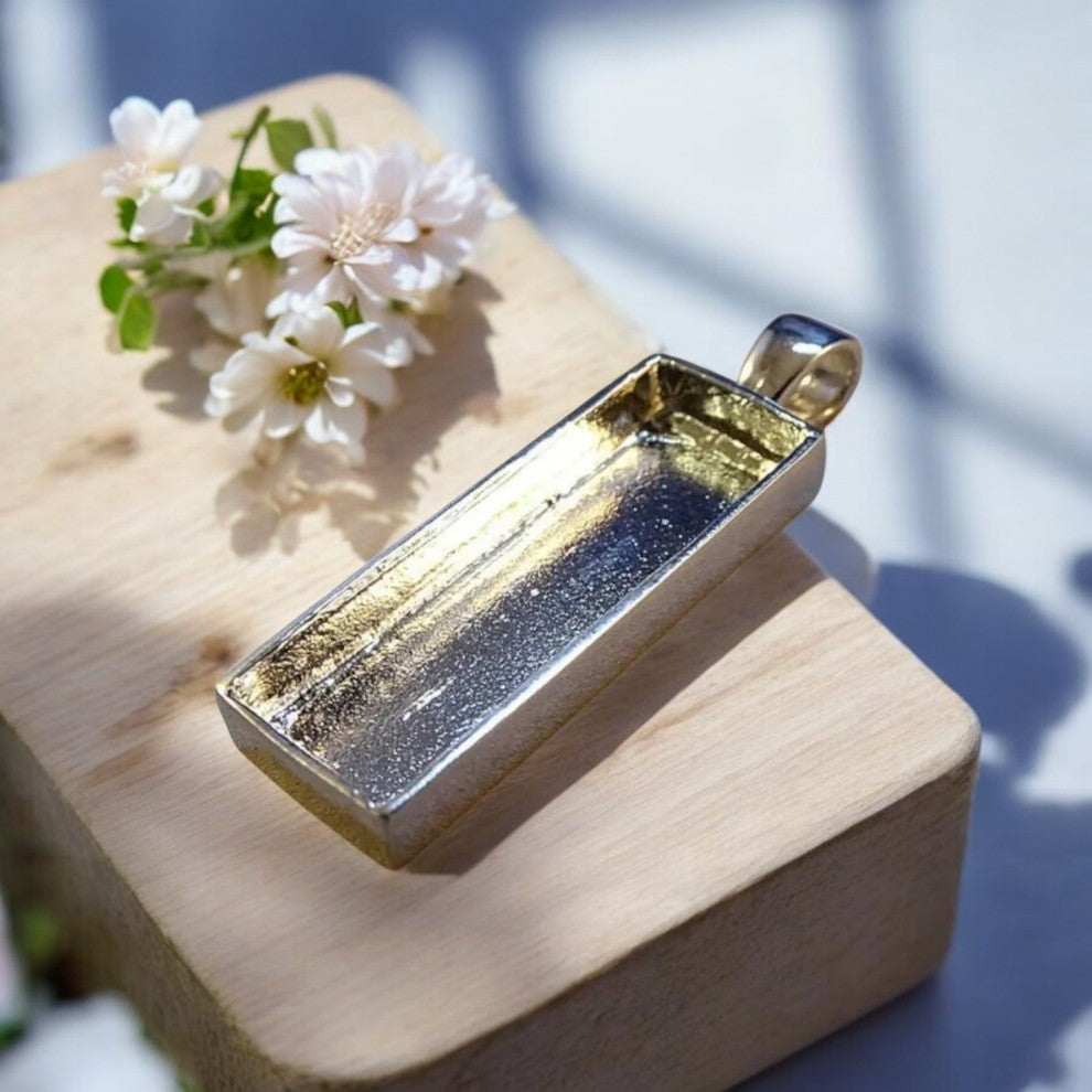 Oblong Solid Silver Pendant