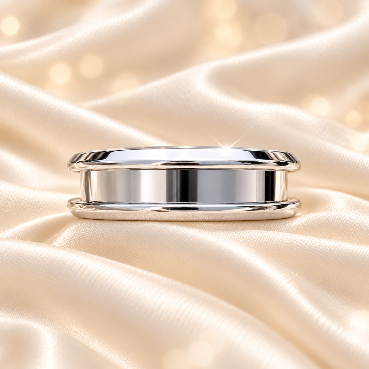 Keepsake Memorial 6mm stainless ashes channel ring, handcrafted in UK