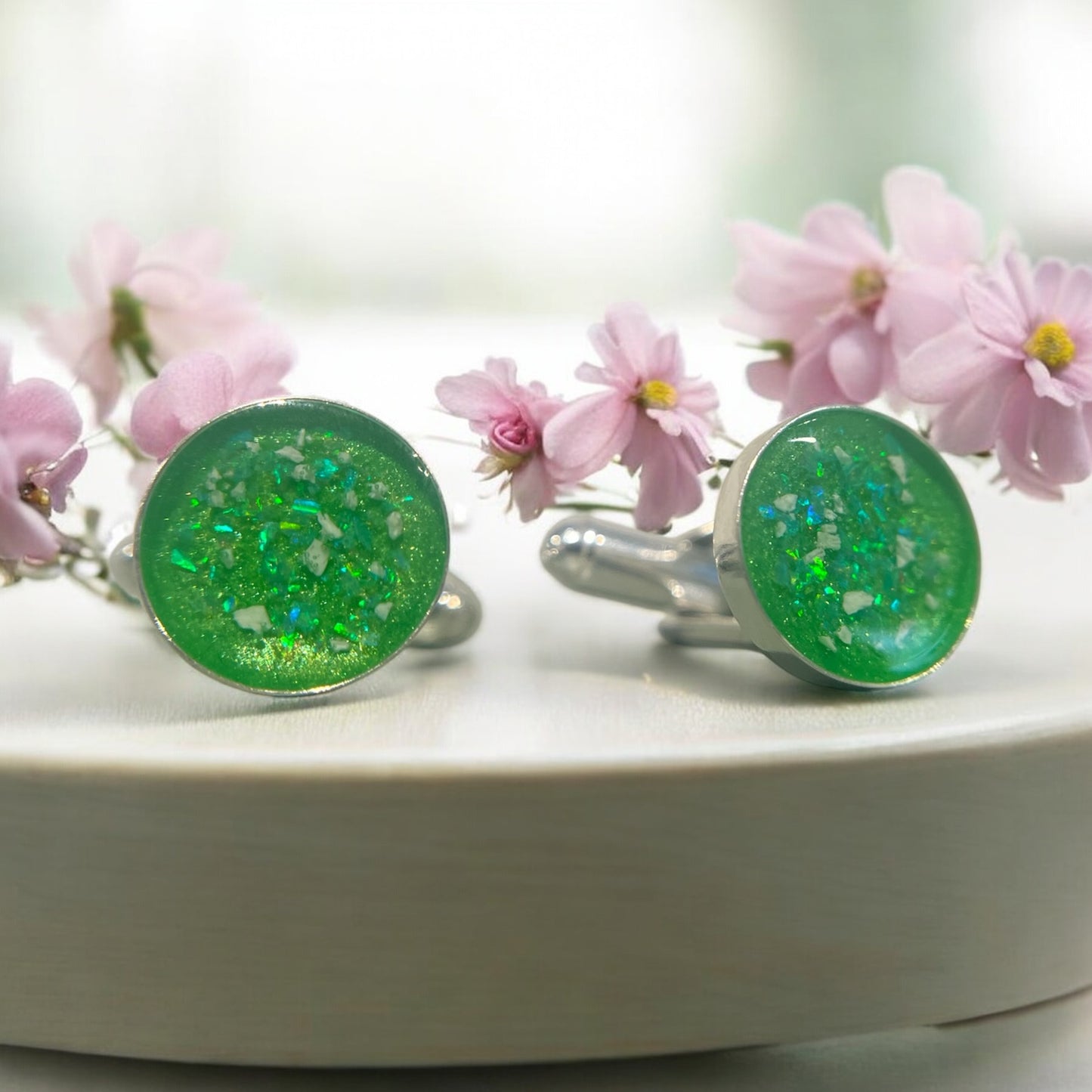Solid 925 Silver round Cufflinks 12mm