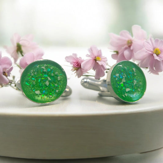 Solid 925 Silver round Cufflinks 12mm