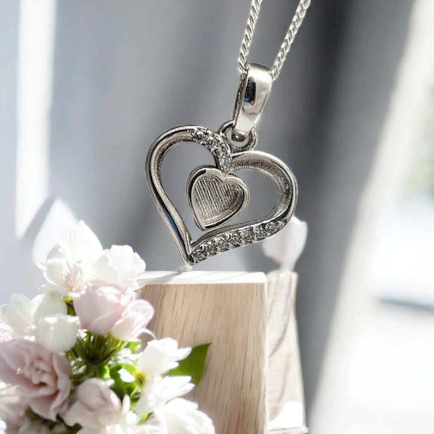 Solid Silver Crystal Centre Heart Pendant *Limited stock available*