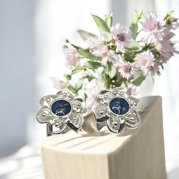 Silver Flower Stud Earrings