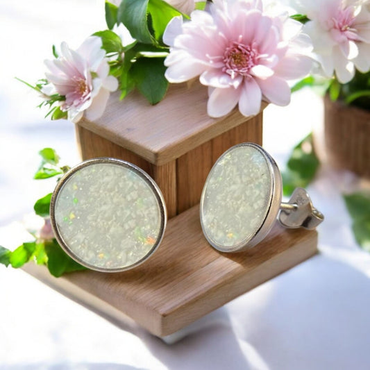Solid Silver Heavy Cup Bezel Earrings 10mm