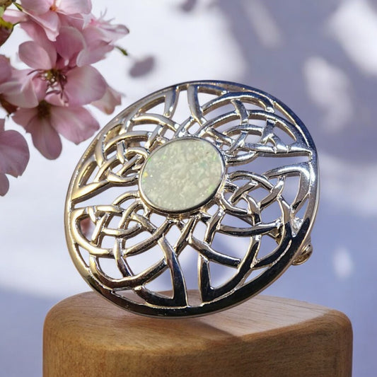 Classy Solid 925 Silver Round Celtic Brooch