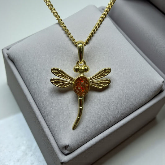 9ct gold dragonfly ashes pendant, handcrafted in Lancashire, UK