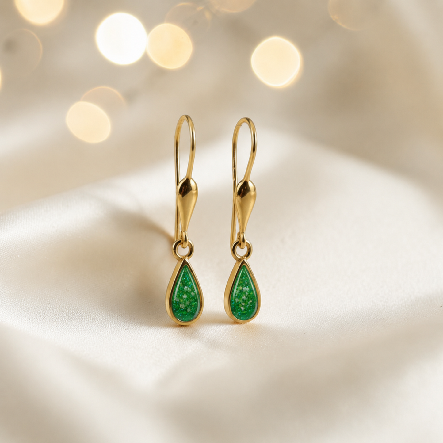 9ct gold drop memorial earrings