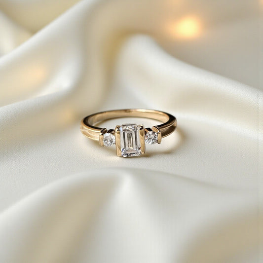 9ct gold emerald cut memorial ring, handcrafted in lancashire, uk