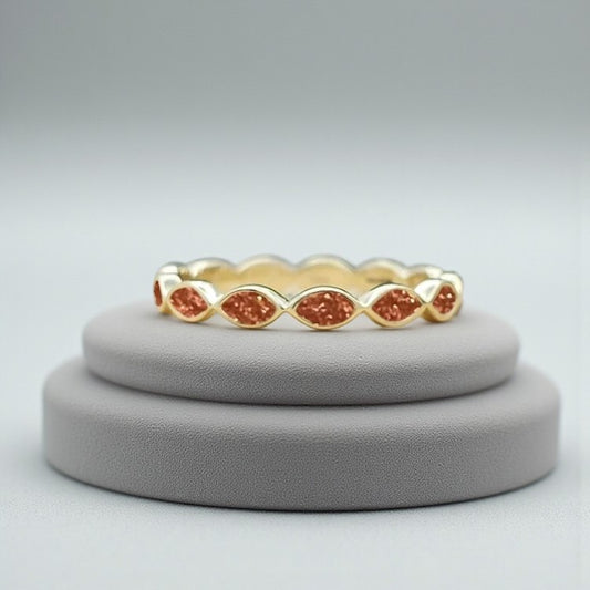 9ct gold full band almond keepsake ring, handcrafted in Lancashire, UK