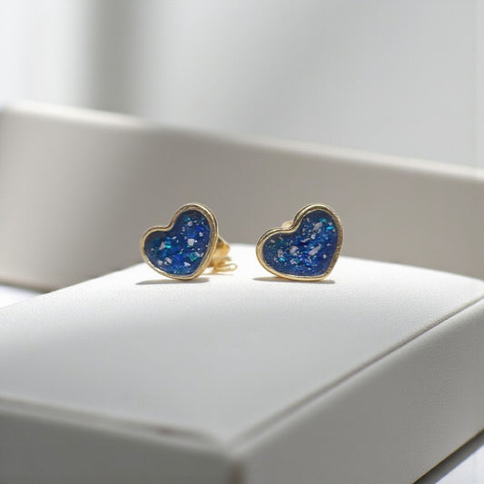 9ct gold heart shaped memorial earrings, handcrafted in Lancashire, UK
