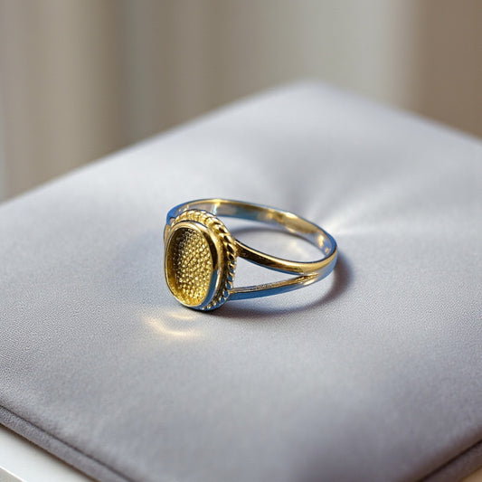 9ct gold oval ashes keepsake ring, handcrafted in Lancashire, UK