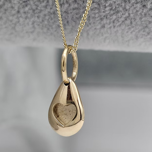 9ct gold pebble keepsake pendant, handcrafted in Lancashire, UK