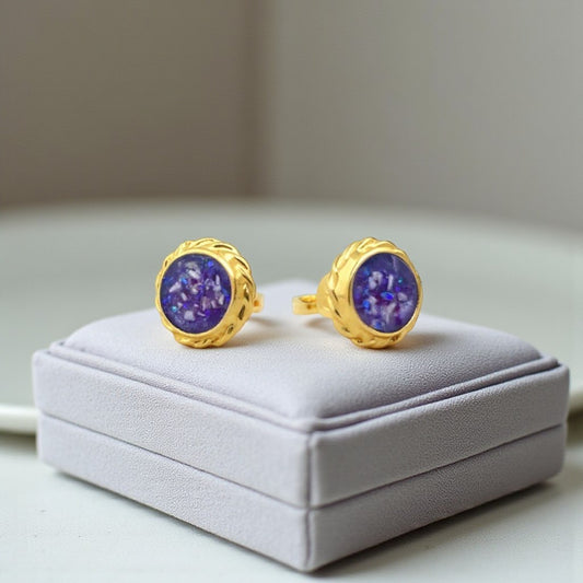 9ct gold rope edge stud keepsake earrings, handcrafted in Lancashire, UK