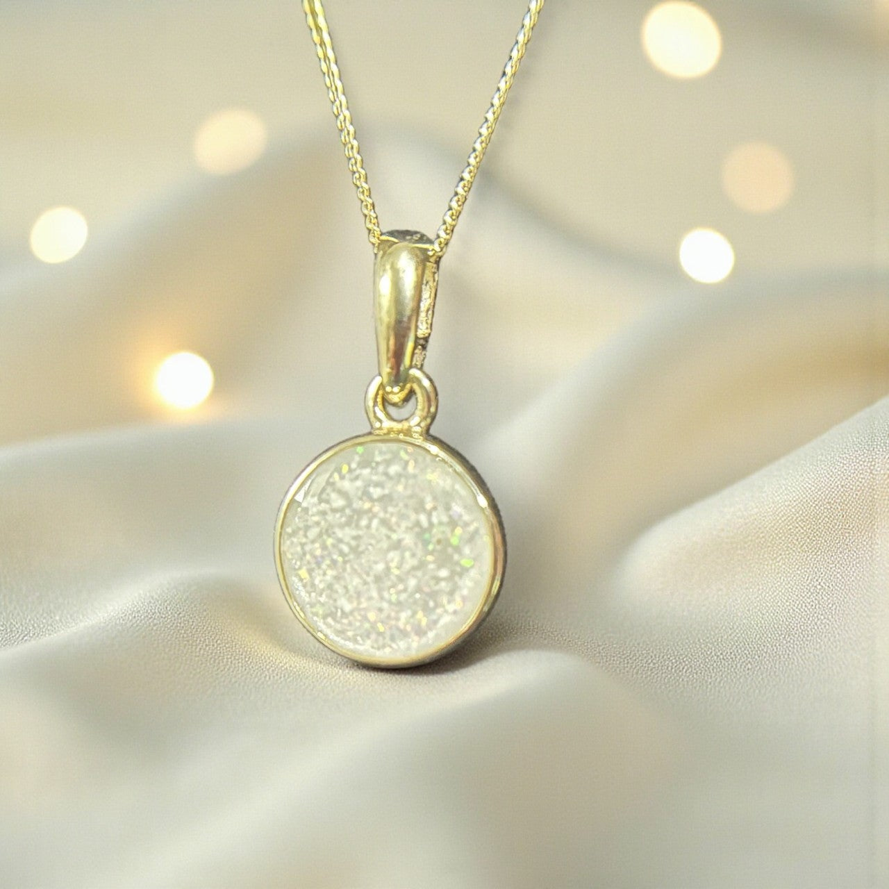 9ct gold round pendant ashes, handcrafted in lancashire, uk
