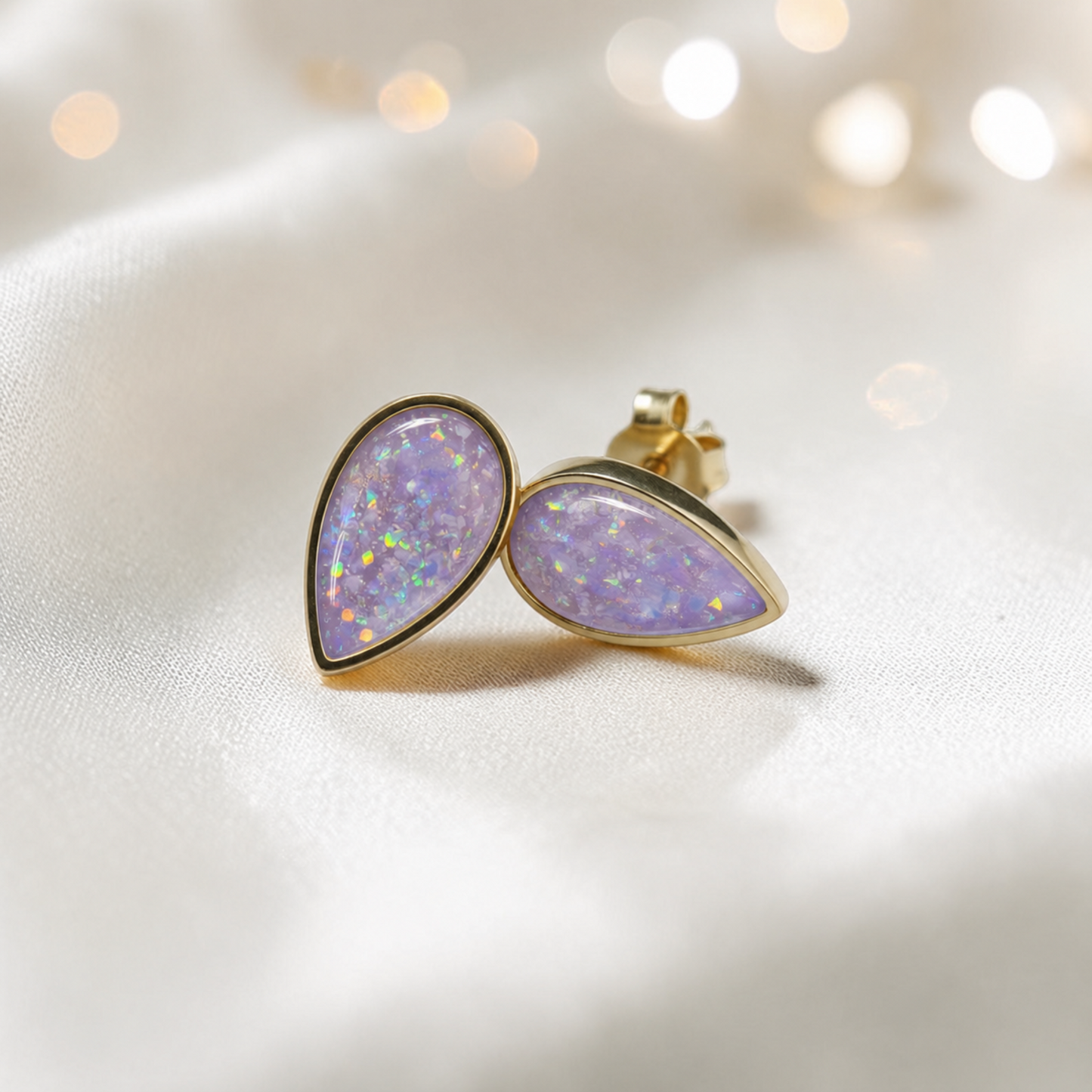 9ct gold teardrop ashes earrings, handcrafted in lancashire