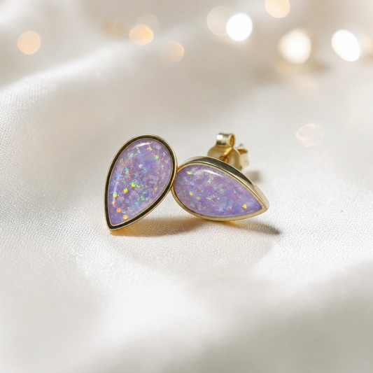 9ct gold teardrop ashes earrings, handcrafted in lancashire