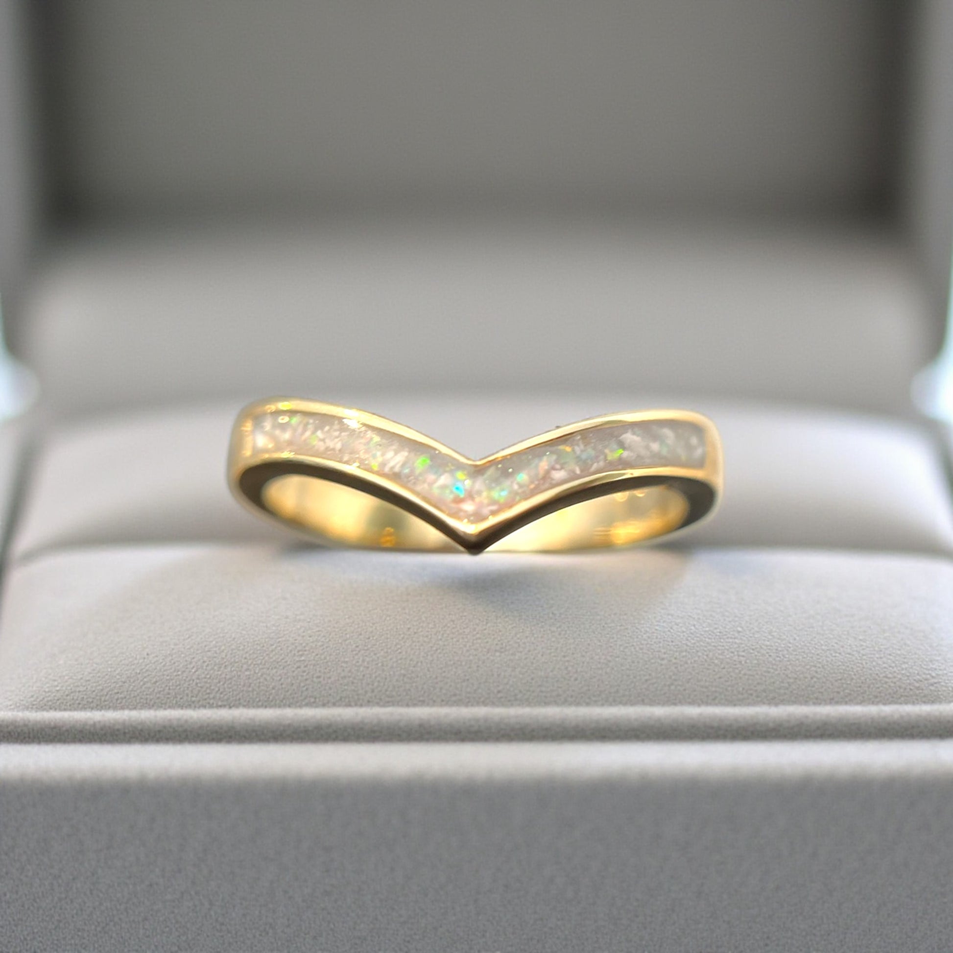 9ct gold wishbone keepsake memorial ring, handcrafted in Lancashire, UK