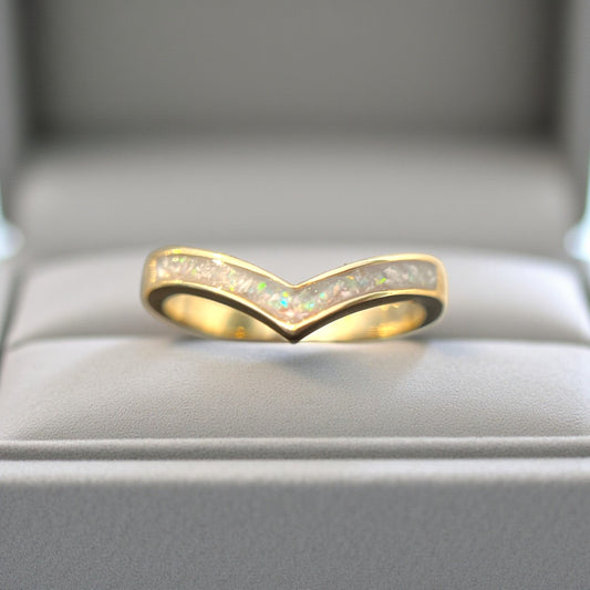 9ct gold wishbone keepsake memorial ring, handcrafted in Lancashire, UK
