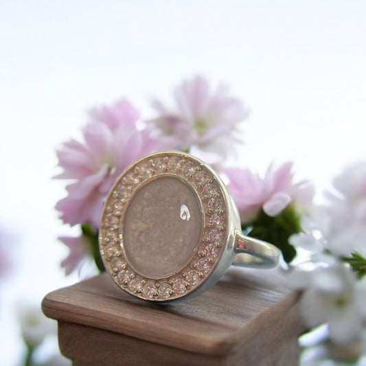 Stunning 925 Silver Round Ring with CZ Surround