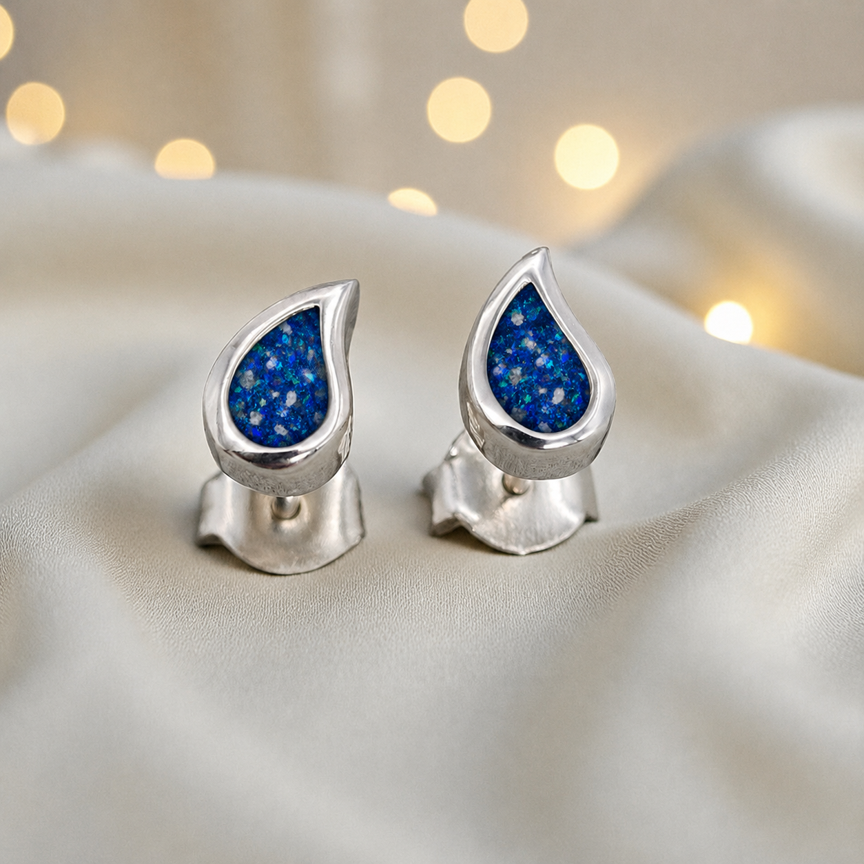 Keepsake Memorial Sterling Silver Ladies Ashes Earrings - Drops Of Love