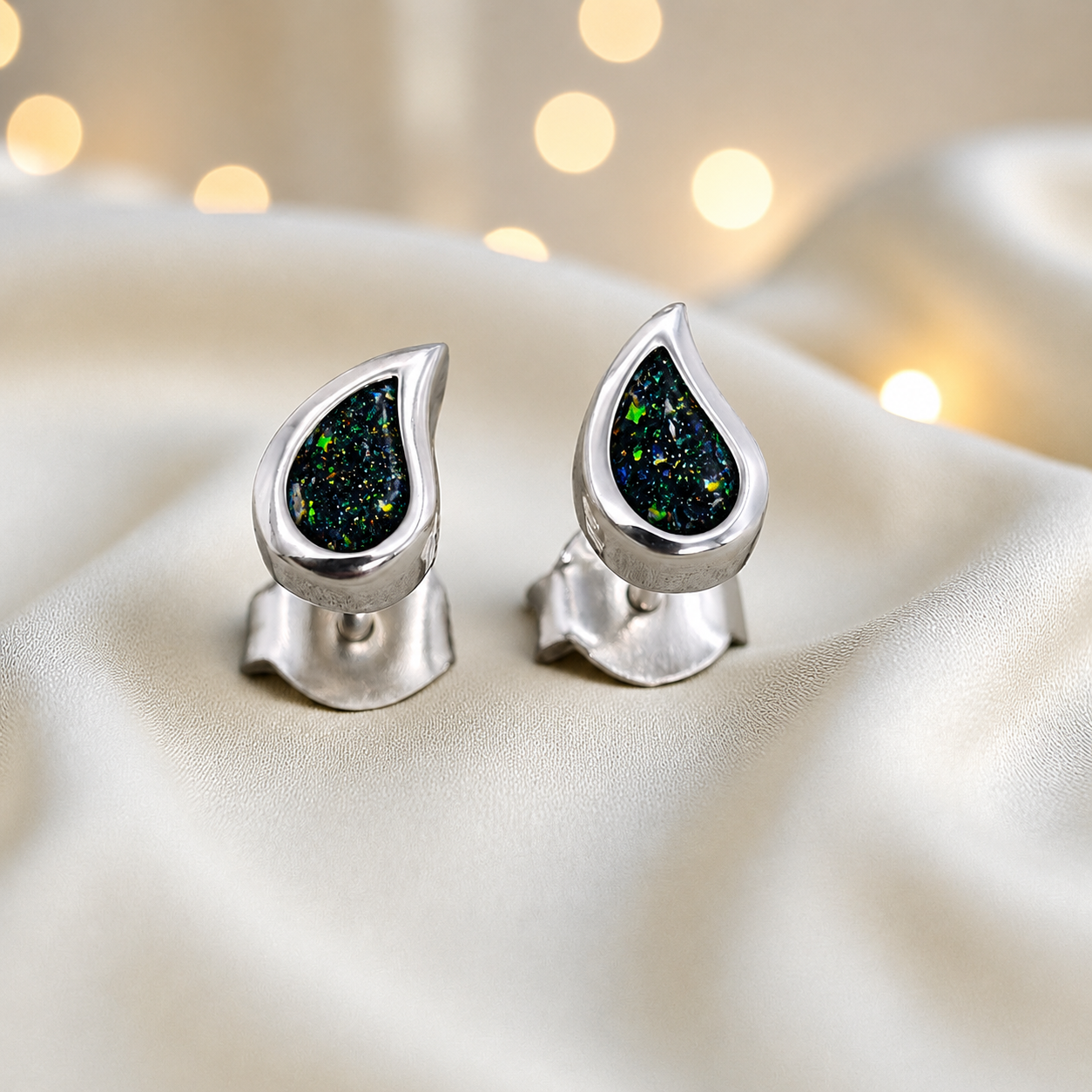 Keepsake Memorial Sterling Silver Ladies Ashes Earrings - Drops Of Love