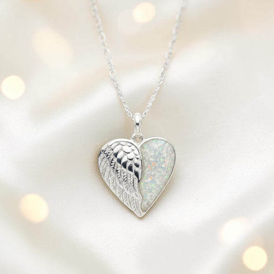 Achern angel heart ashes pendant, handcrafted in Lancashire UK - by Keepsake Memorial Jewellery