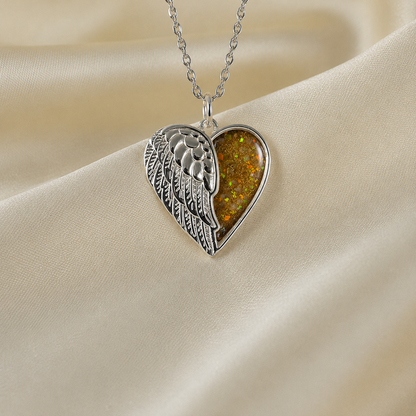 Achern angel heart ashes pendant in gold olive, handcrafted in Lancashire UK - by Keepsake Memorial Jewellery