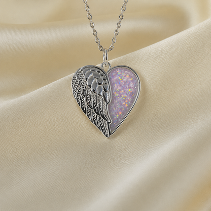 Achern angel heart ashes pendant in unicorn purple, handcrafted in Lancashire UK - by Keepsake Memorial Jewellery