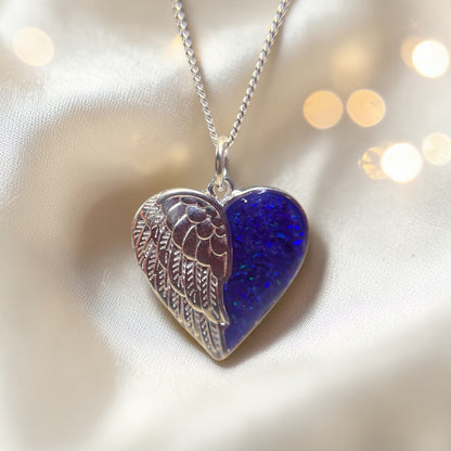 Achern angel heart ashes pendant, handcrafted in Lancashire UK - by Keepsake Memorial Jewellery