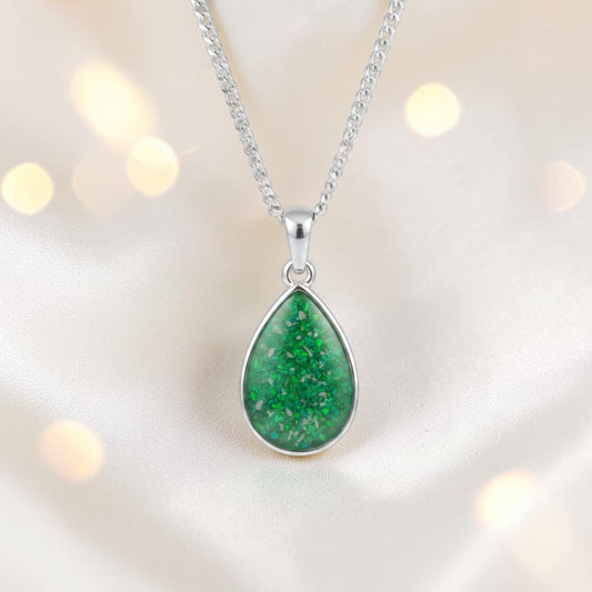 Alcyone pear shaped ashes pendant, handcrafted in Lancashire UK - by Keepsake Memorial Jewellery