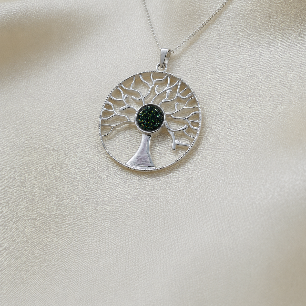 Algol tree of life memorial pendant in black flame, handcrafted in Lancashire UK - by Keepsake Memorial Jewellery