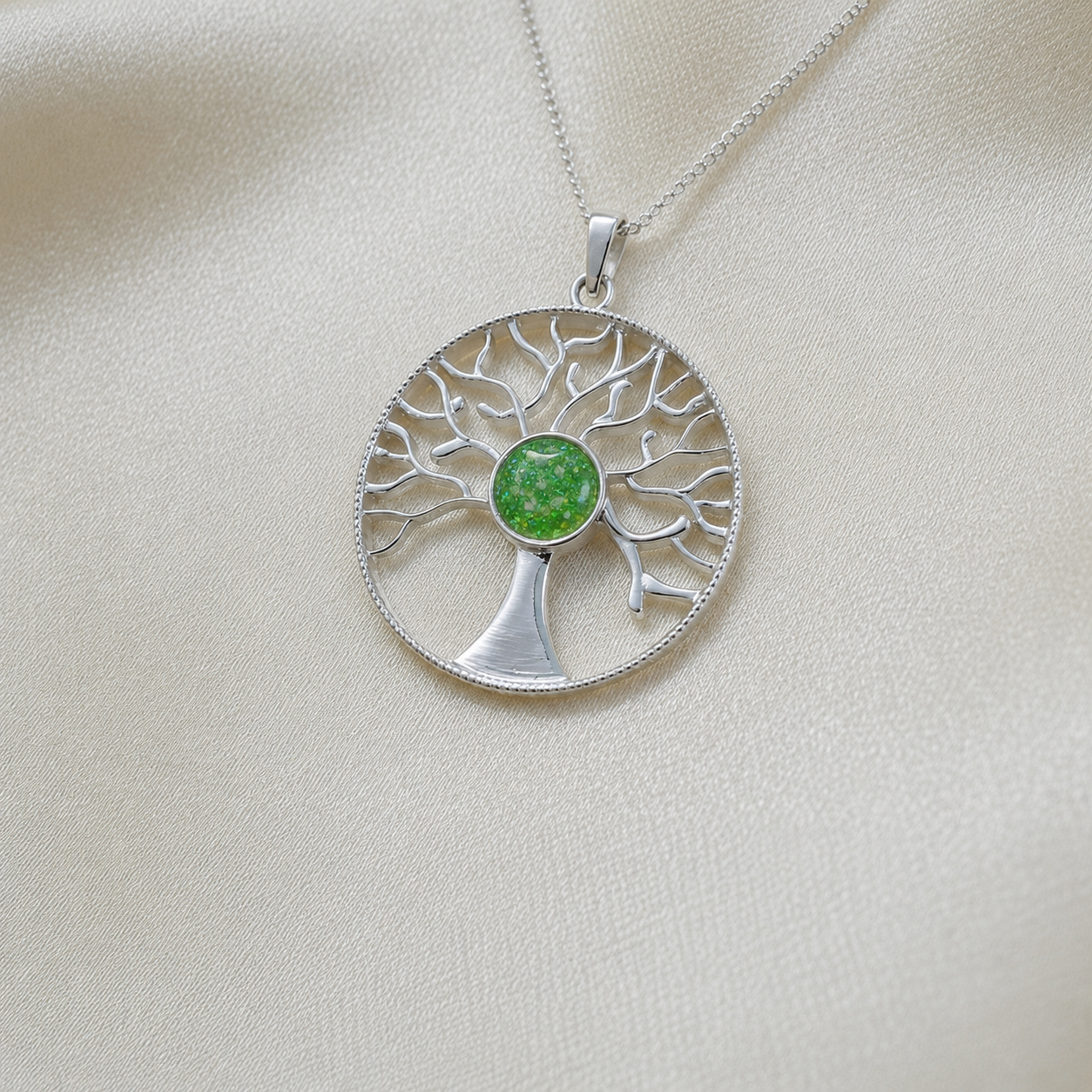 Algol tree of life memorial pendant fruit green, handcrafted in Lancashire UK - by Keepsake Memorial Jewellery