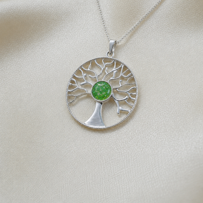 Algol tree of life memorial pendant fruit green, handcrafted in Lancashire UK - by Keepsake Memorial Jewellery