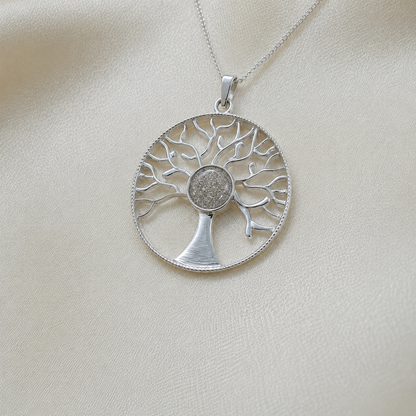 Algol tree of life memorial pendant in natural ash, handcrafted in Lancashire UK - by Keepsake Memorial Jewellery
