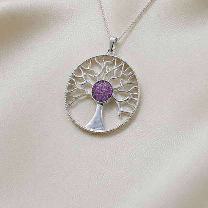 Algol tree of life memorial pendant in rose pink, handcrafted in Lancashire UK - by Keepsake Memorial Jewellery