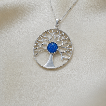 Algol tree of life memorial pendant in royal blue, handcrafted in Lancashire UK - by Keepsake Memorial Jewellery