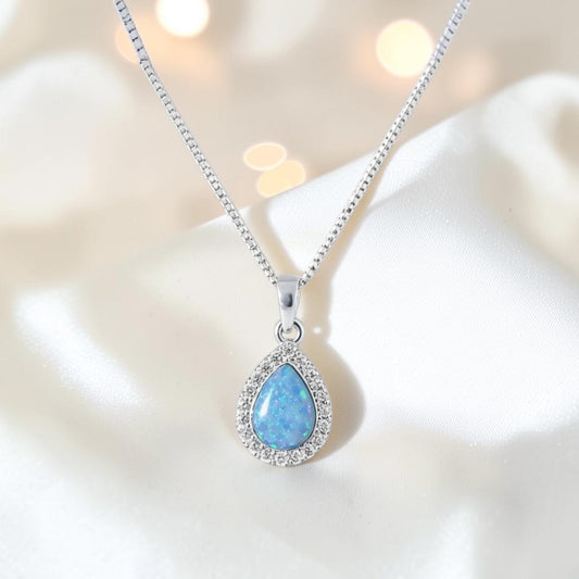 Almara teardrop dainty CZ ashes pendant, handcrafted in Lancashire UK - by Keepsake Memorial Jewellery