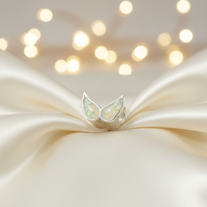angel wings memorial charm bead, handcrafted in uk