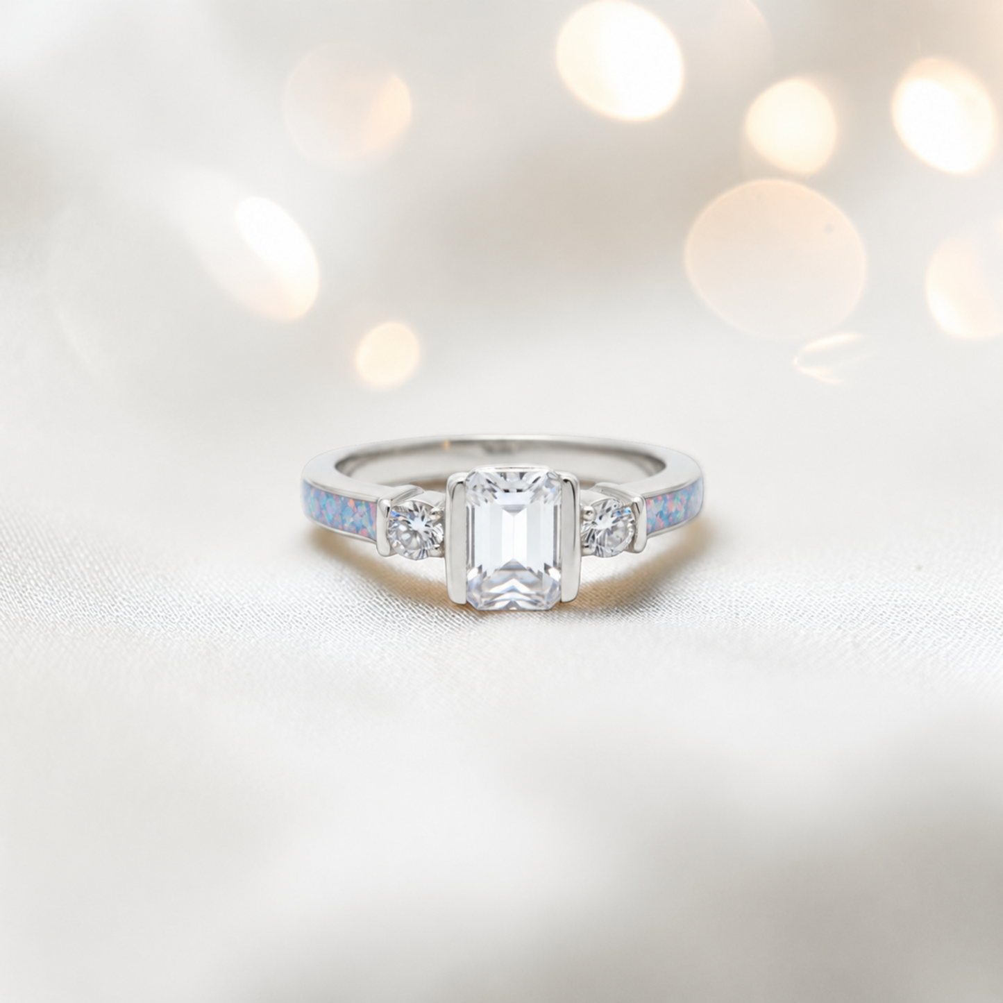 Keepsake Memorial Silver Ariel Ashes Ring in Baby Blue - Handcrafted in the UK 