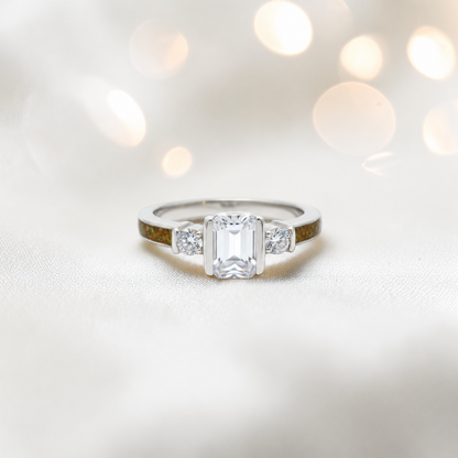 Keepsake Memorial Silver Ariel Ashes Ring in Gold Olive - Handcrafted in the UK