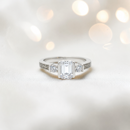Keepsake Memorial Silver Ariel Ashes Ring in Natural Ash - Handcrafted in the UK 