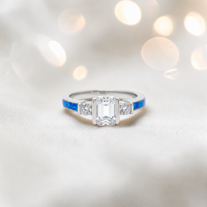 Keepsake Memorial Silver Ariel Ashes Ring in Royal Blue - Handcrafted in the UK 