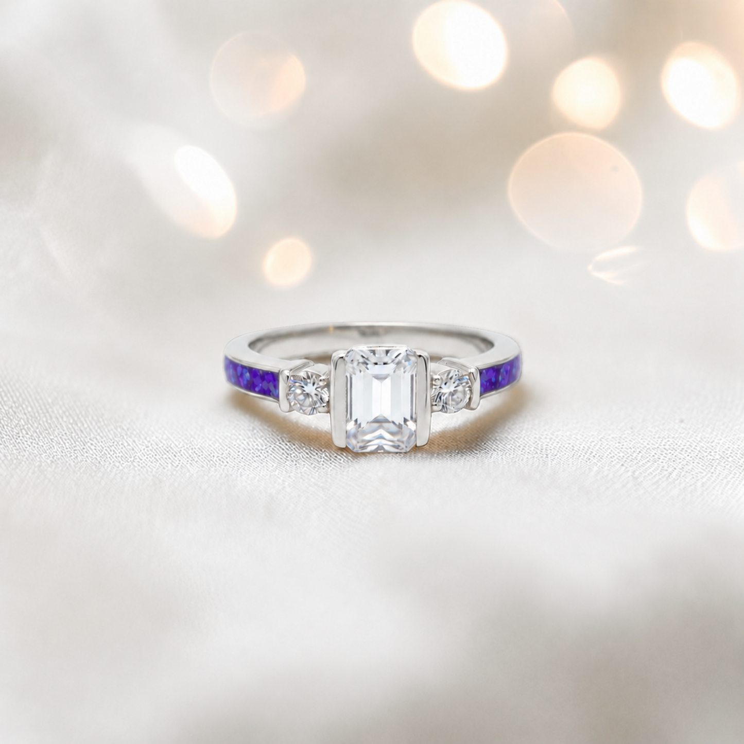 Keepsake Memorial Silver Ariel Ashes Ring in Sleepy Lavender - Handcrafted in the UK