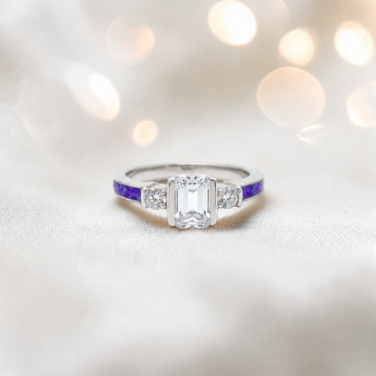 Keepsake Memorial Silver Ariel Ashes Ring in Sleepy Lavender - Handcrafted in the UK