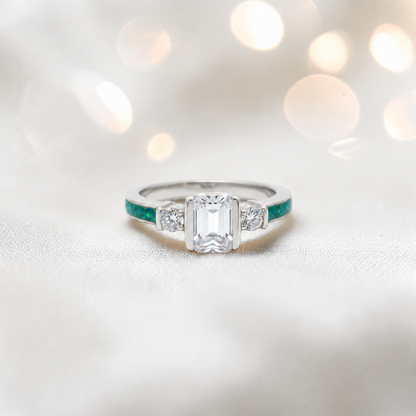 Keepsake Memorial Silver Ariel Ashes Ring in Teal Mist - Handcrafted in the UK