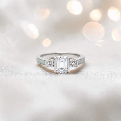 Keepsake Memorial Silver Ariel Ashes Ring in White Snow - Handcrafted in the UK 