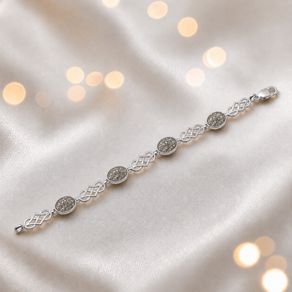 Asteria Bracelet — silver Celtic-style ashes memorial bracelet in natural ash, handcrafted in Lancashire, UK