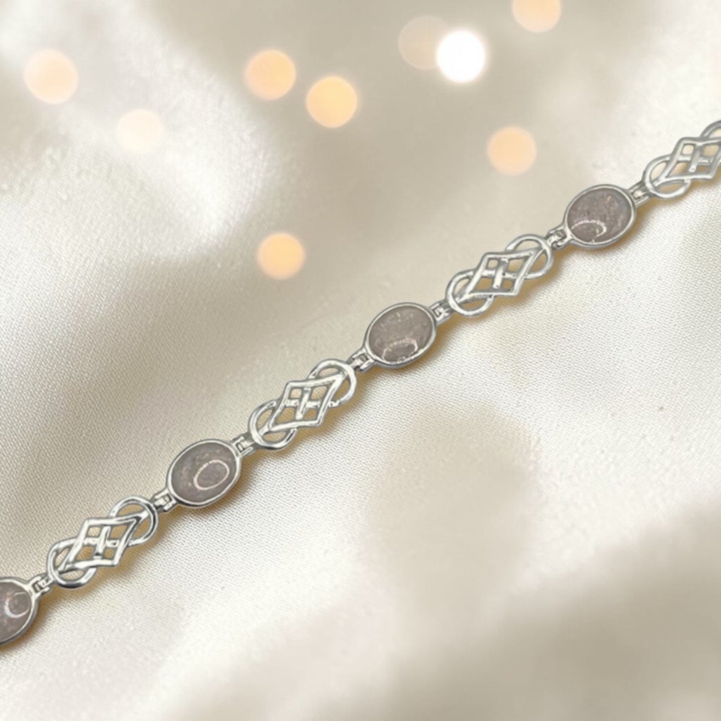 Asteria Bracelet — silver Celtic-style ashes memorial bracelet, handcrafted in Lancashire, UK