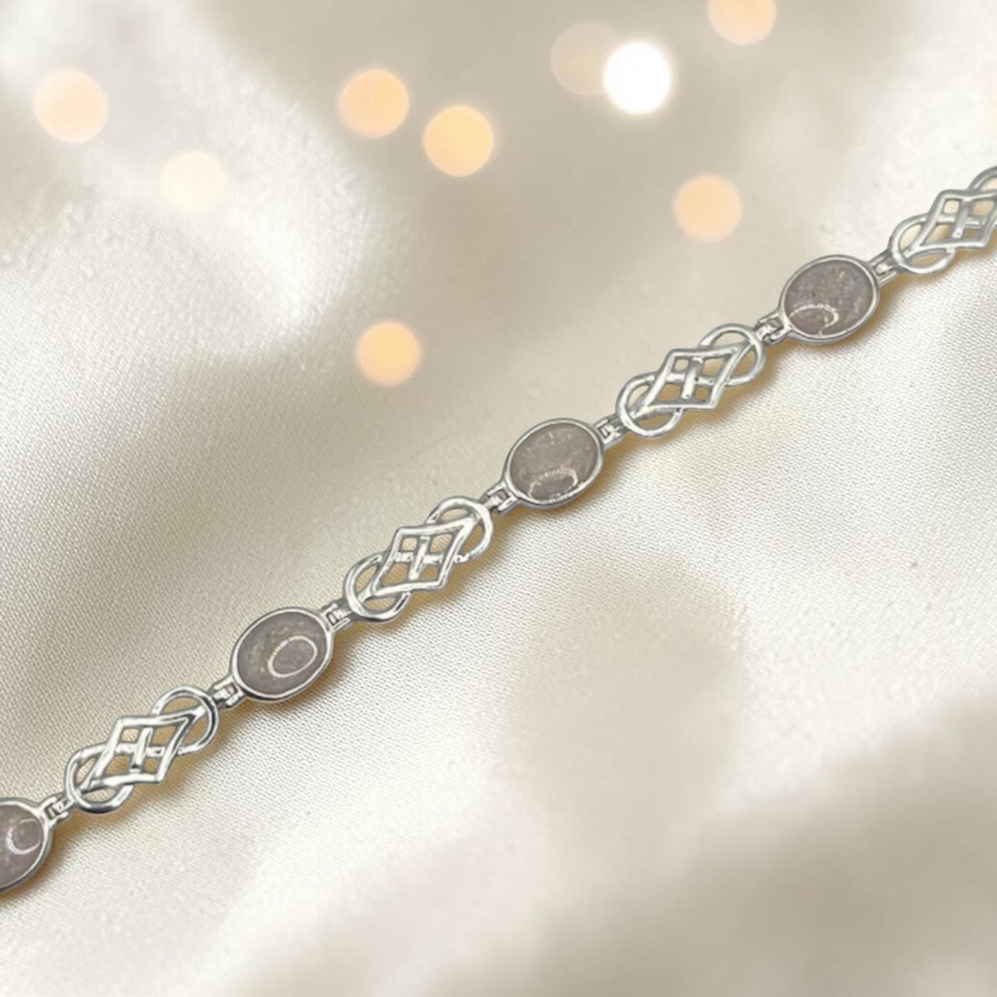 Asteria Bracelet — silver Celtic-style ashes memorial bracelet, handcrafted in Lancashire, UK