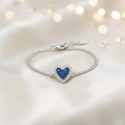Astra silver heart CZ memorial ashes bracelet, handcrafted in Lancashire UK - by Keepsake Memorial Jewellery