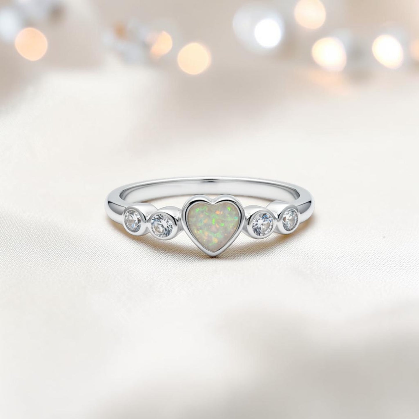 Auralia Ring — silver heart CZ ashes memorial ring, handcrafted in Lancashire, UK